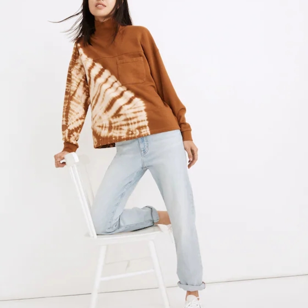 **MADEWELL** Tie-Dye (Re)Sourced Mockneck Pocket Sweatshirt. Size XS